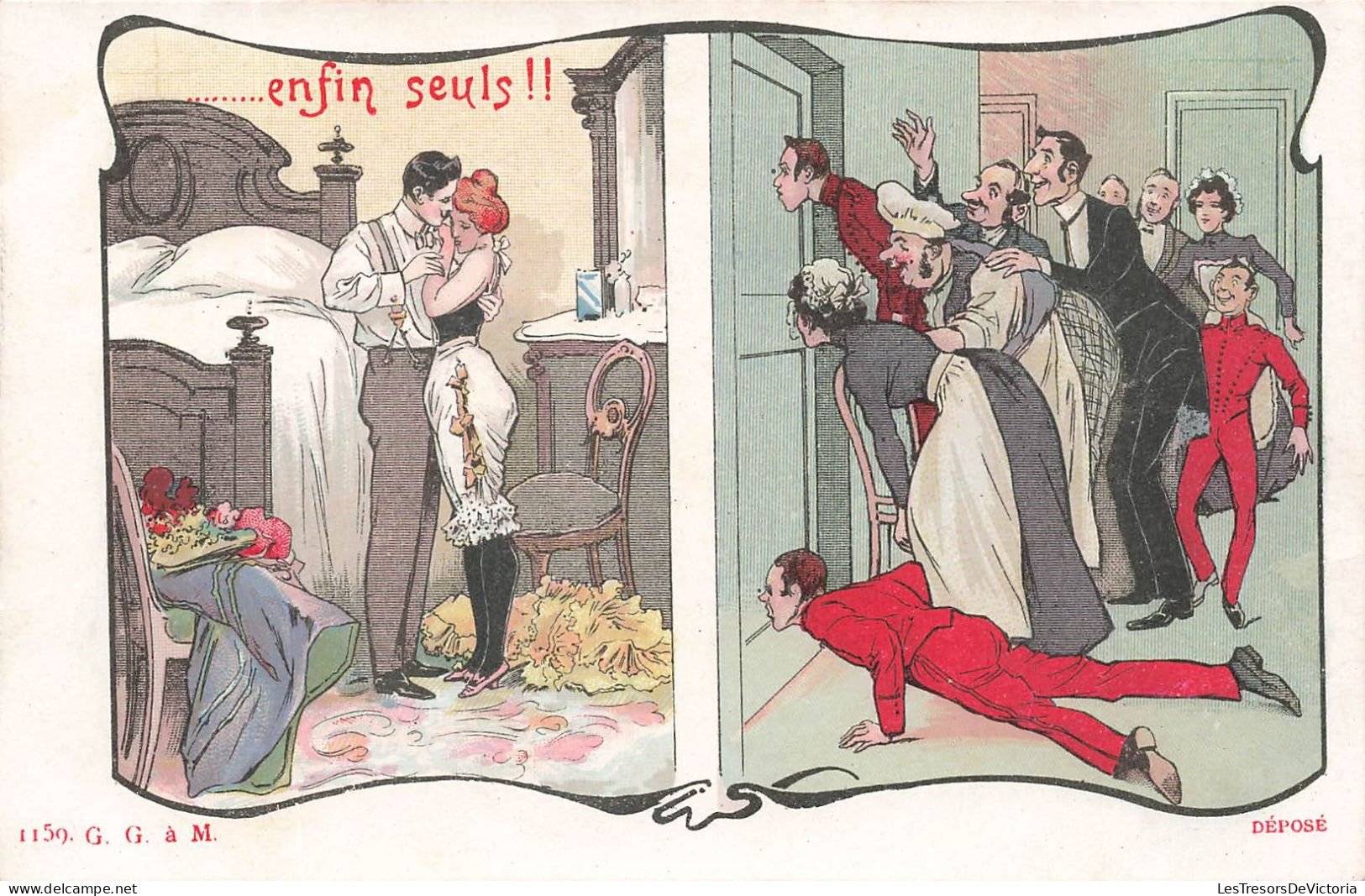 ILLUSTRATEUR NON SIGNE - Au Seuil De L’intimité Conjugale : La Chambre Nuptiale - Enfin Seuls - Carte Postale Ancienne - Voor 1900