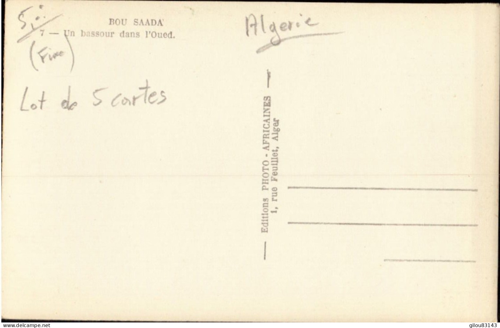 Algerie, Bou-Saada, Lot De 5 Cartes (cpsm) - Colecciones Y Lotes