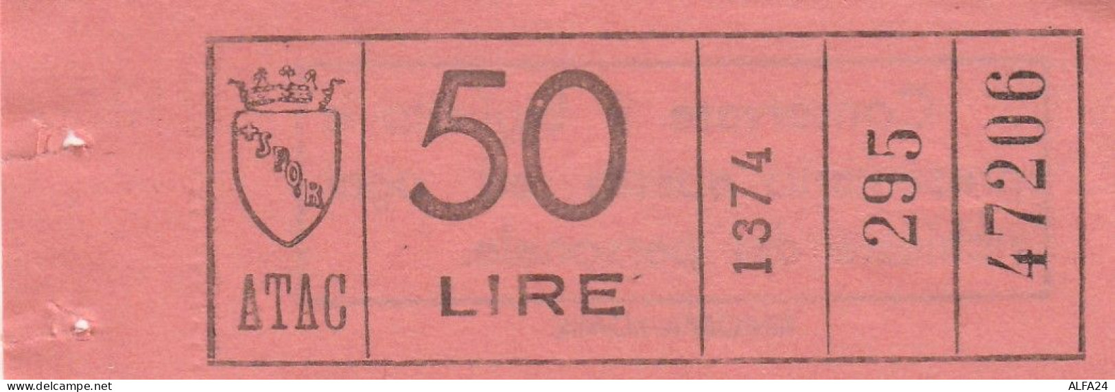 BIGLIETTO ROMA ATAC 50 LIRE ROSSO (UB216 - Europa