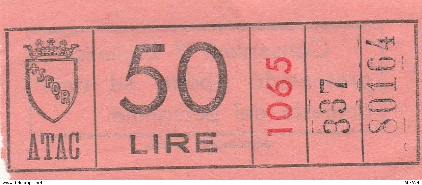 BIGLIETTO ROMA ATAC 50 LIRE ROSSO (UB190 - Europa