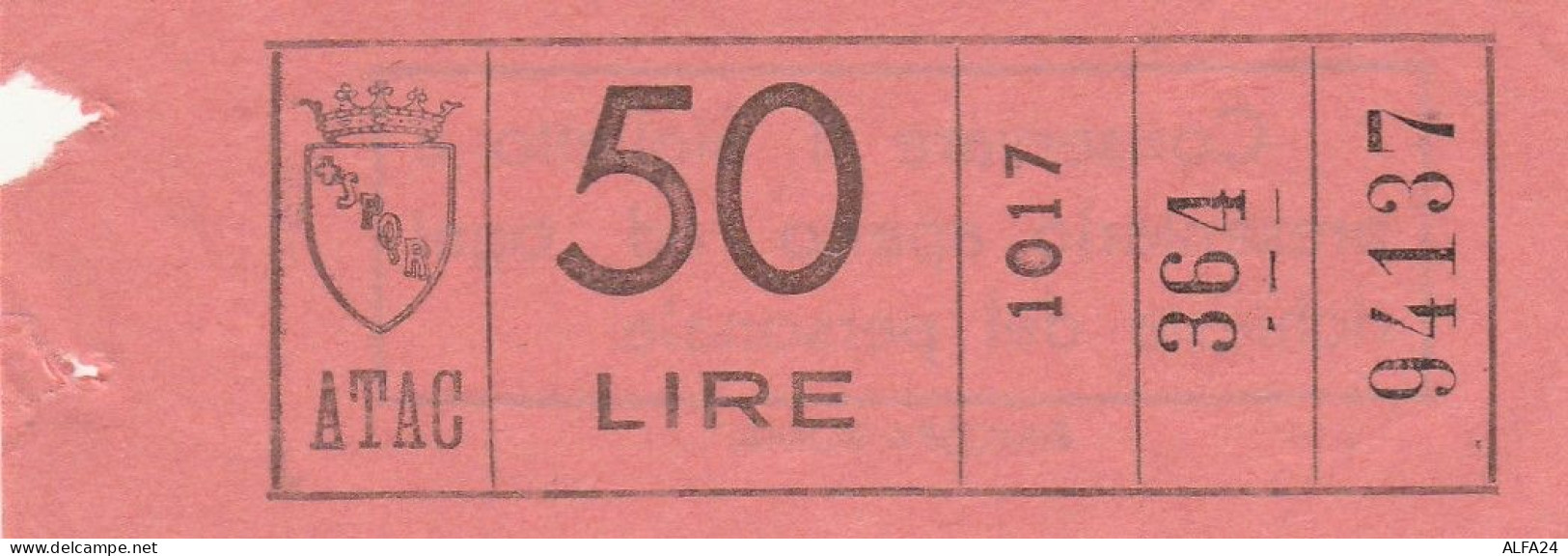 BIGLIETTO ROMA ATAC 50 LIRE ROSSO (UB175 - Europa