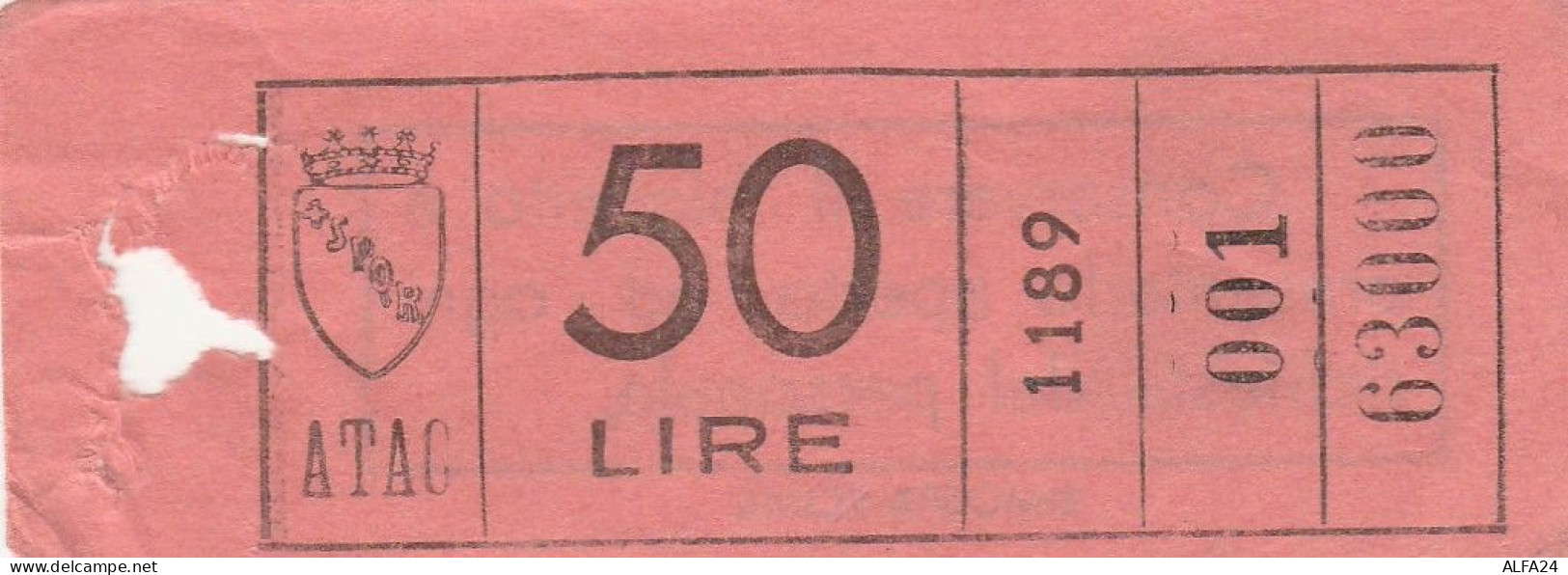 BIGLIETTO ROMA ATAC 50 LIRE ROSSO (UB169 - Europa