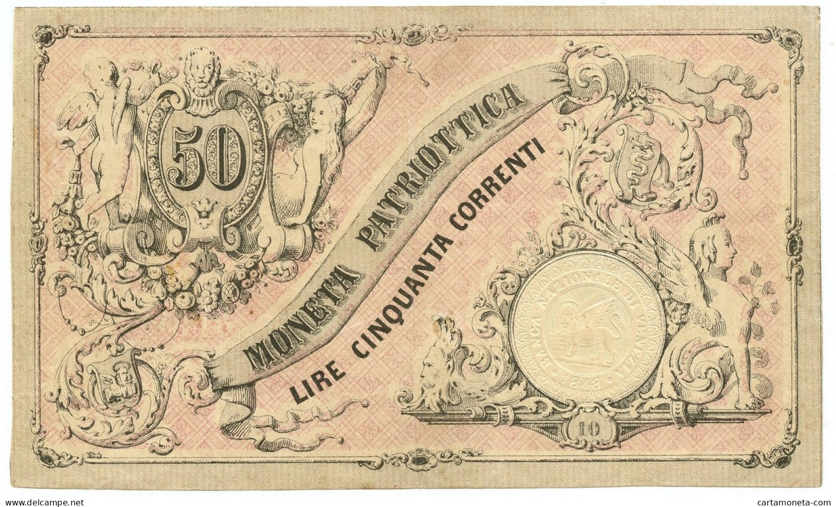 50 LIRE CORRENTI MONETA PATRIOTTICA VENEZIA 1848 BB+ - Autres & Non Classés