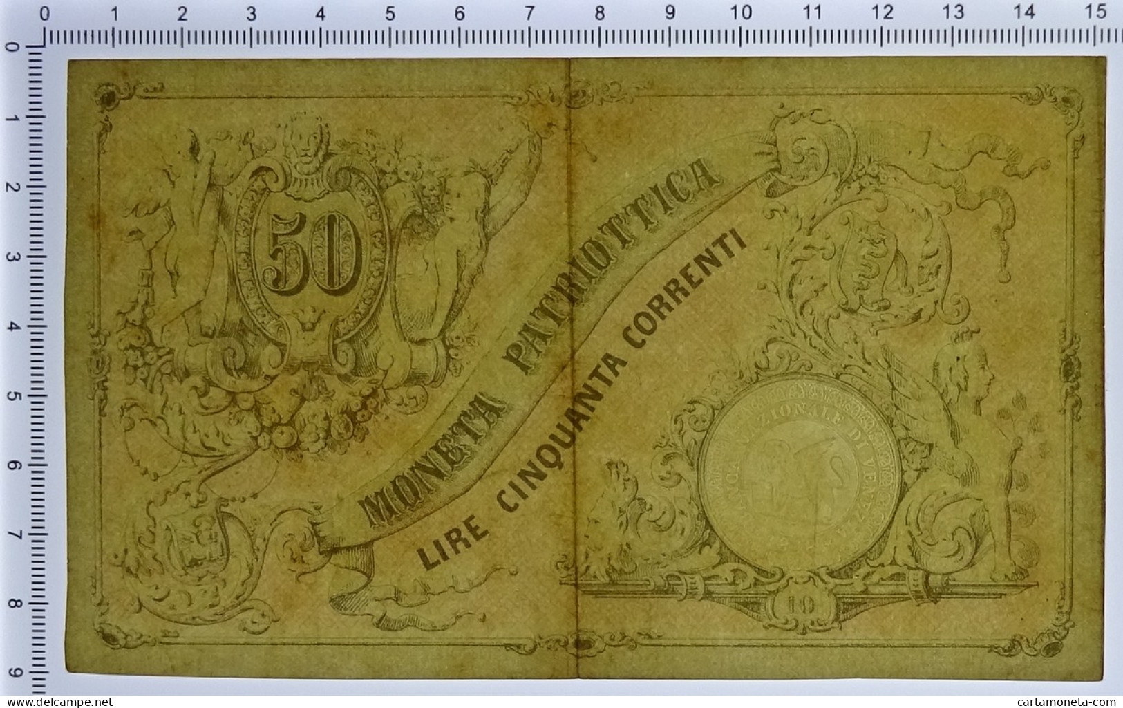 50 LIRE CORRENTI MONETA PATRIOTTICA VENEZIA 1848 BB+ - Andere & Zonder Classificatie