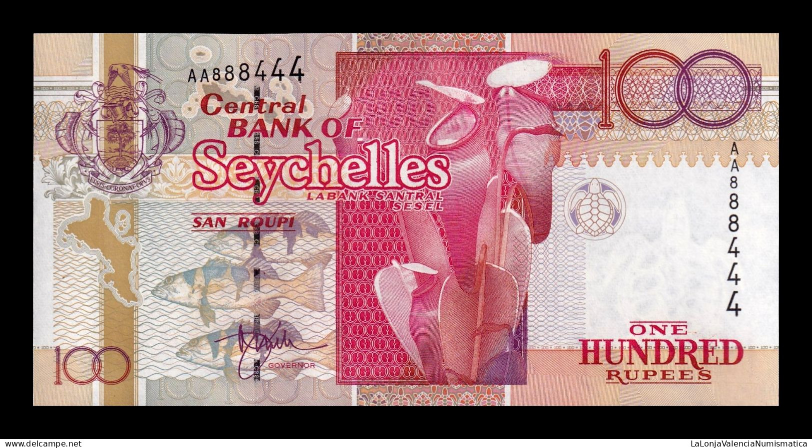 Seychelles 100 Rupees 1998 Pick 39 Nice Serial Sc Unc - Seychellen