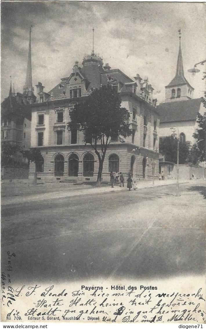 Payerne Hôtel Des Postes 1904 Animée Vers Schüpfen BE - Payerne