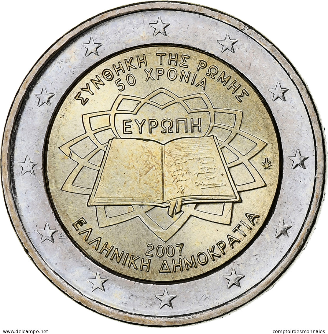 Grèce, 2 Euro, Traité De Rome 50 Ans, 2007, Athènes, SPL, Bimétallique - Grèce