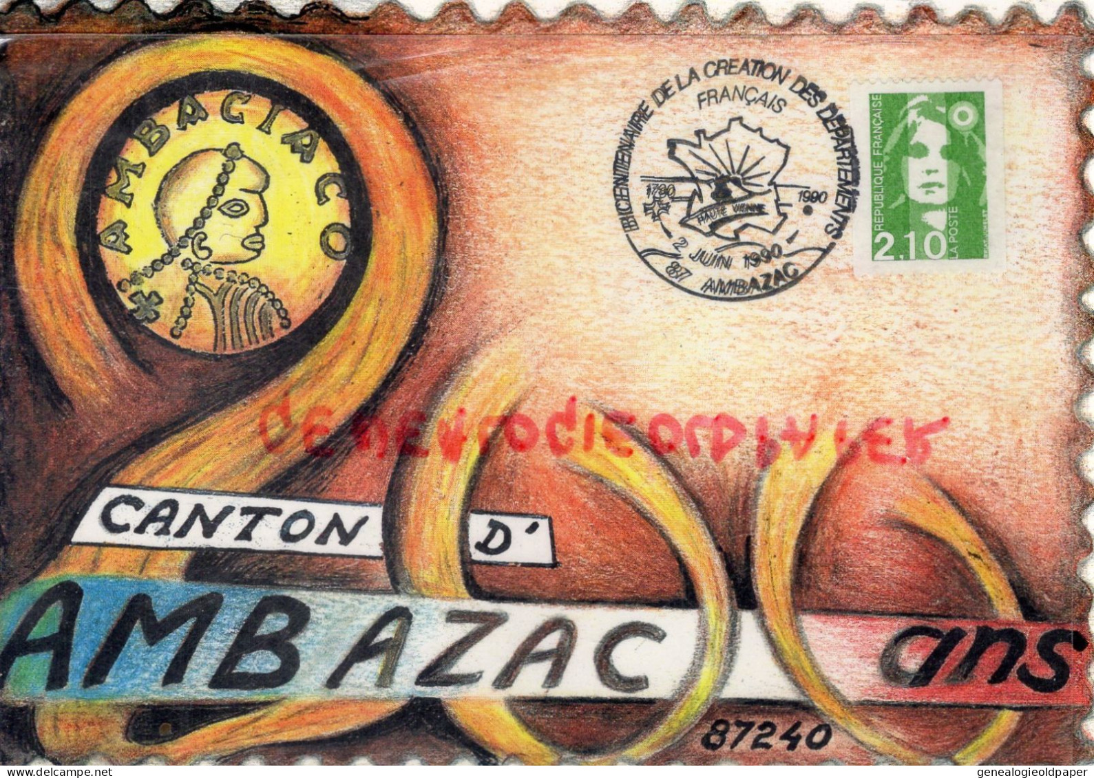 87- AMBAZAC - 5 BOURSE EXPO CARTES POSTALES- TIERS DE SOU D' OR FRAPPE A AMBAZAC FIN VII E SIECLE - 1990 - Ambazac