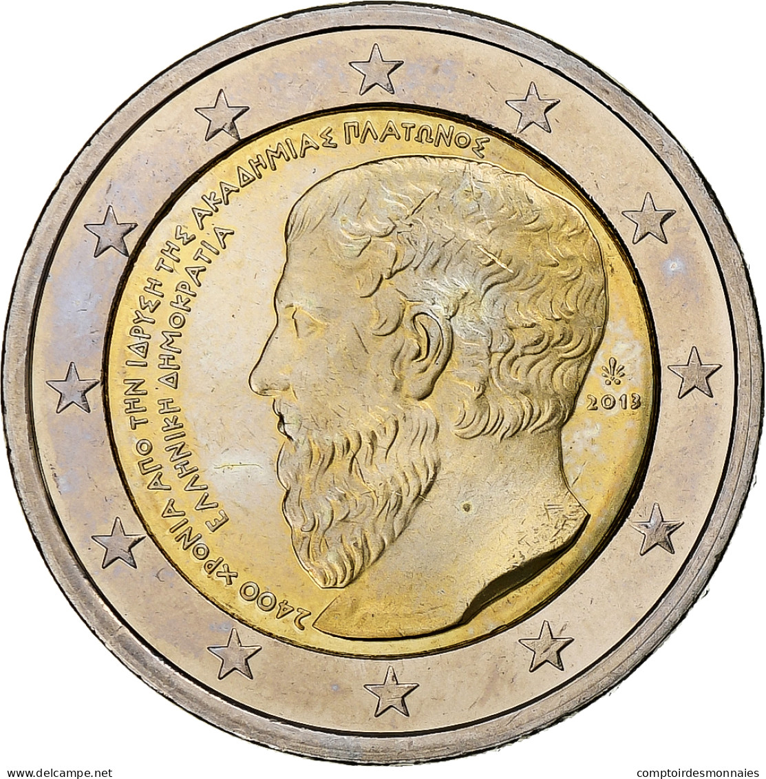 Grèce, 2 Euro, Platon, 2013, Athènes, SPL, Bimétallique, KM:New - Griechenland