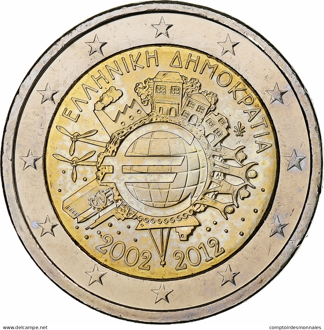 Grèce, 2 Euro, 10 Ans De L'Euro, 2012, Athènes, SUP+, Bimétallique, KM:245 - Grecia