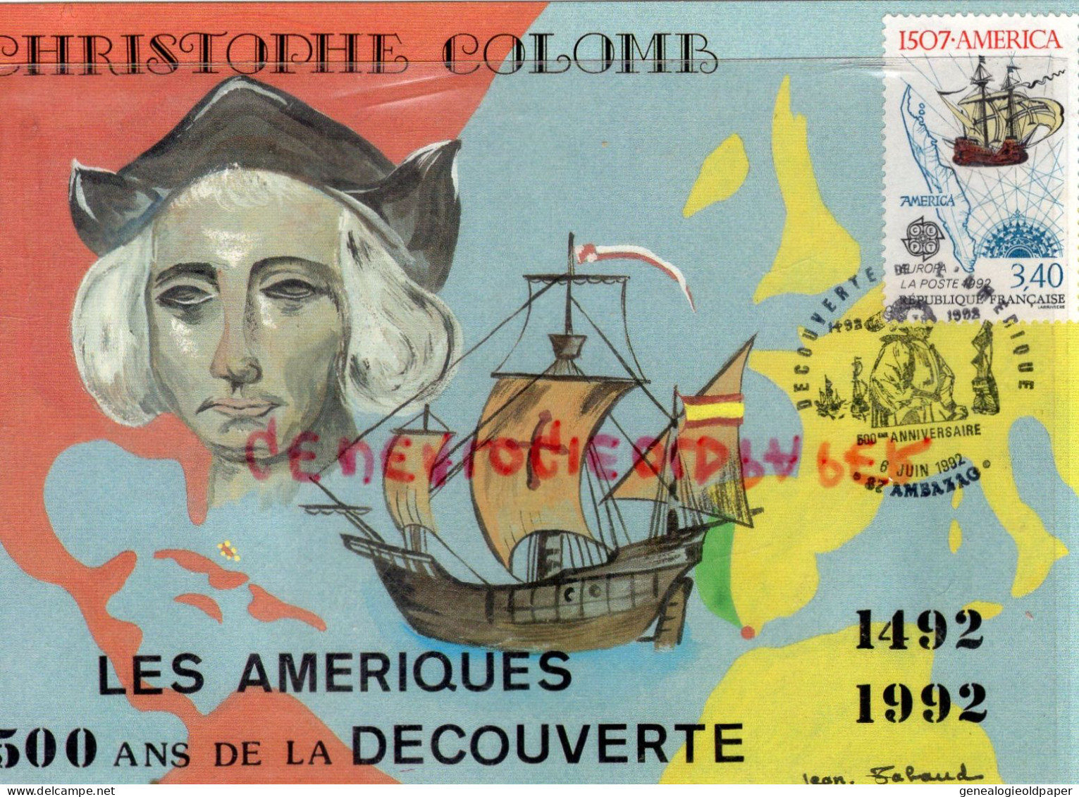 87- AMBAZAC - 7 BOURSE EXPO CARTES POSTALES-COMMEMORATION 500 ANNIVERSAIRE DECOUVERTE NOUVEAU MONDE -CHRISTOPHE COLOMB - Ambazac