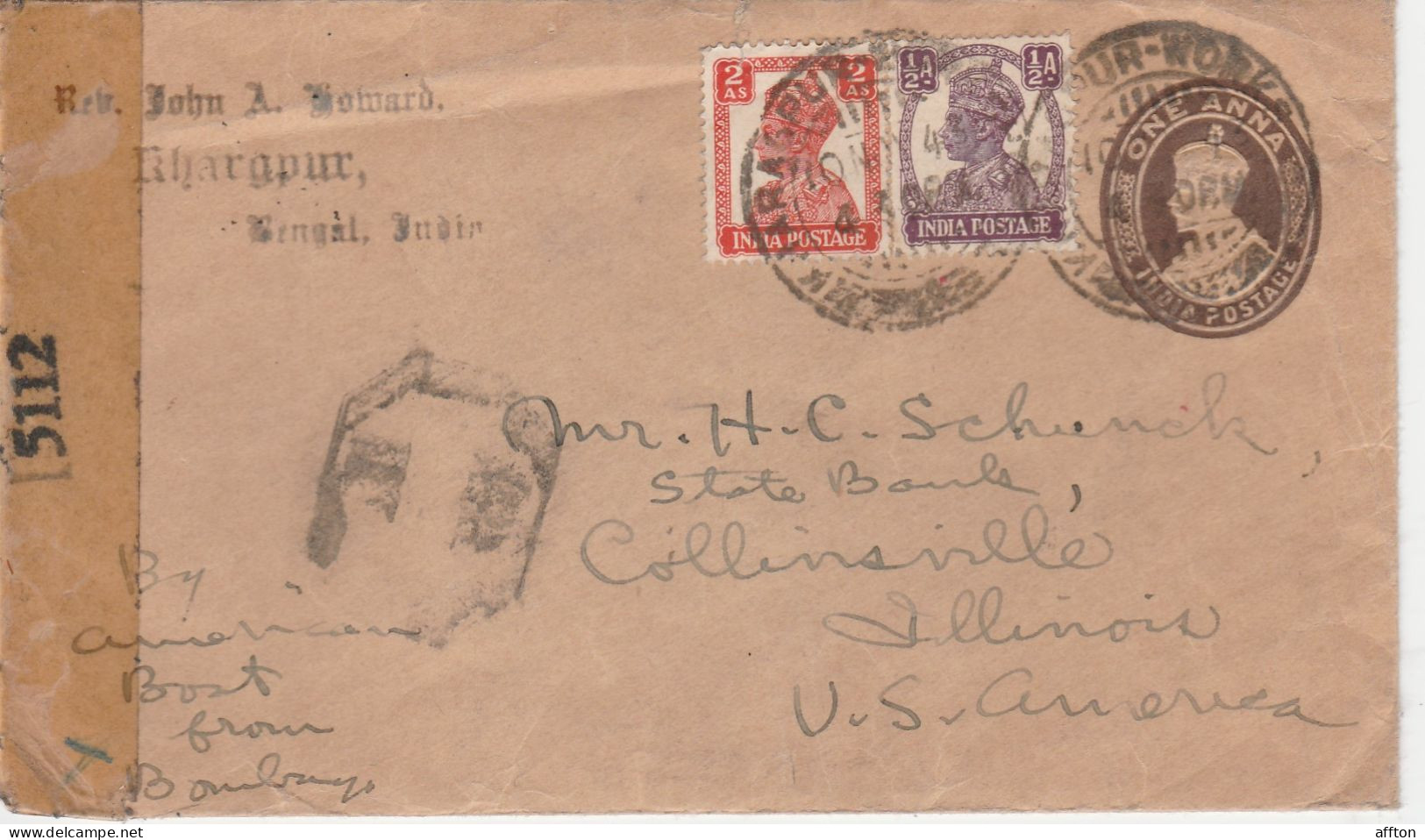 India Old Cover Mailed Censored - 1936-47 Koning George VI