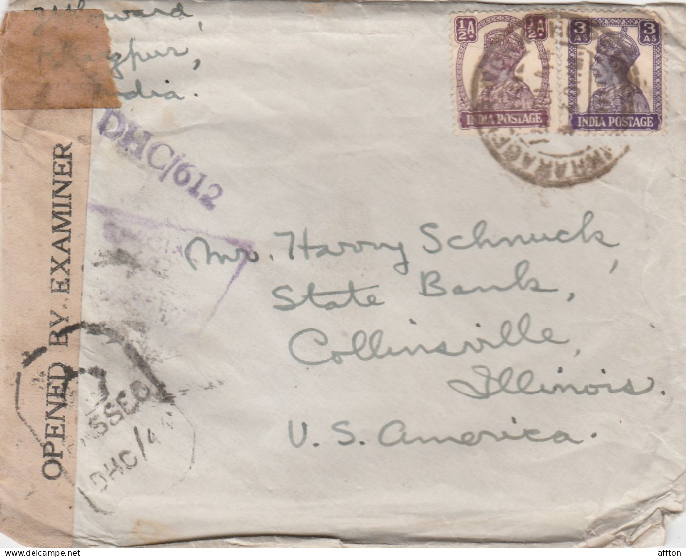 India Old Cover Mailed Censored - 1936-47 King George VI