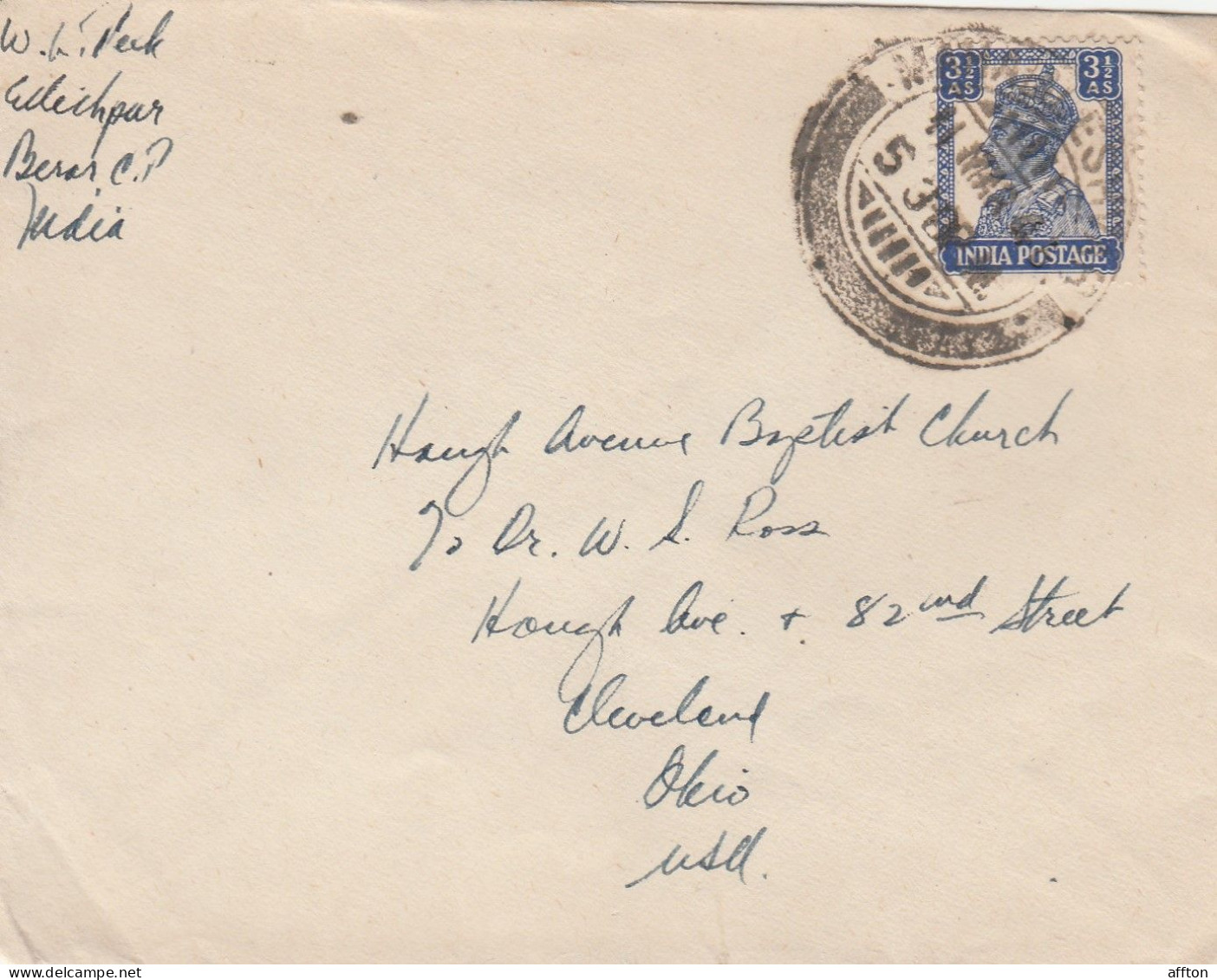 India Old Cover Mailed - 1936-47 Roi Georges VI