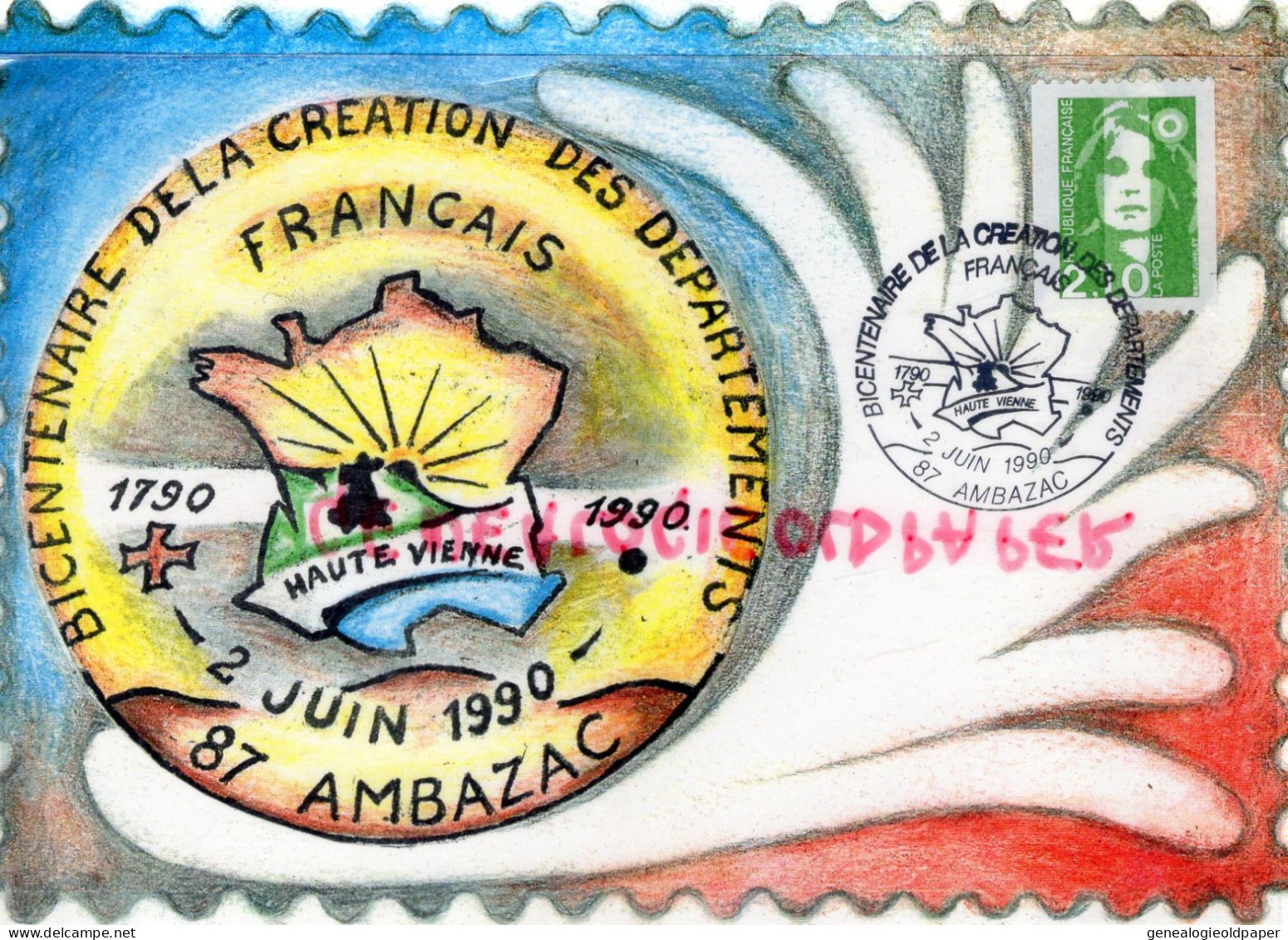 87- AMBAZAC - 5 BOURSE EXPO CARTES POSTALES-BICENTENAIRE CREATION DES CANTONS-HAUTE VIENNE 1790-1990 - Ambazac