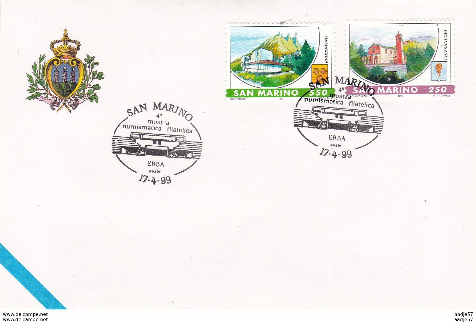 San Marino. 4e Mostra Numismatica Filatelica Spec Canc 17-04-1999 - Storia Postale