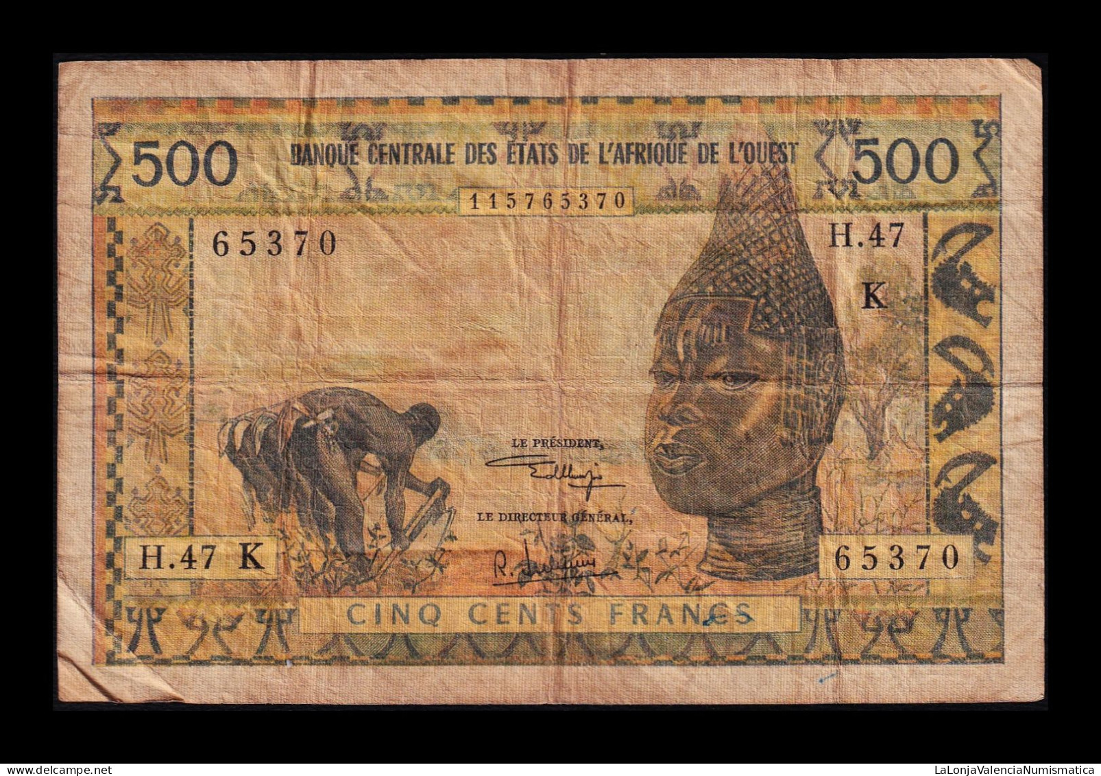 West African St. Senegal 500 Francs ND (1959-1965) Pick 702Kk Bc F - États D'Afrique De L'Ouest