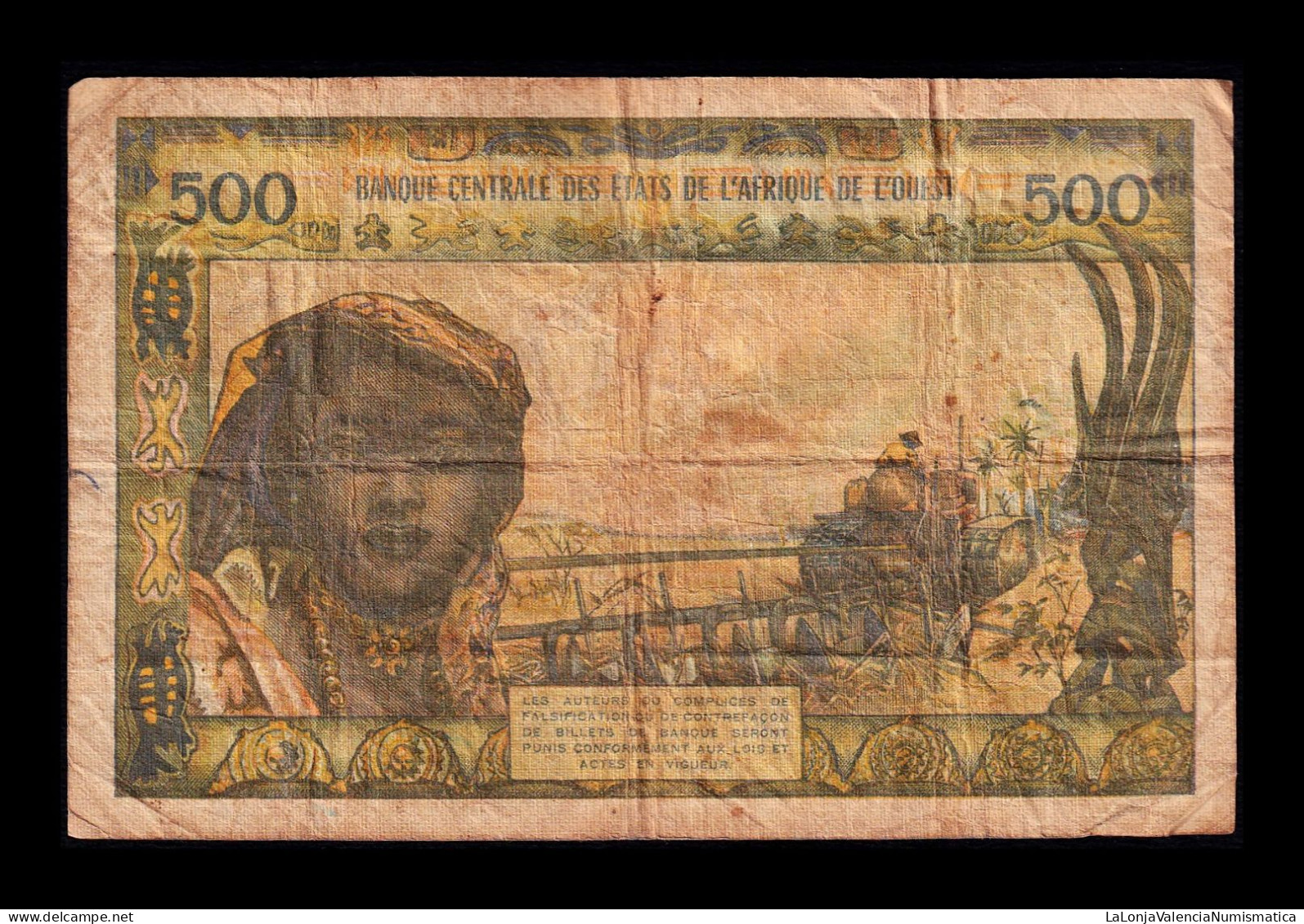 West African St. Senegal 500 Francs ND (1959-1965) Pick 702Kk Bc F - États D'Afrique De L'Ouest