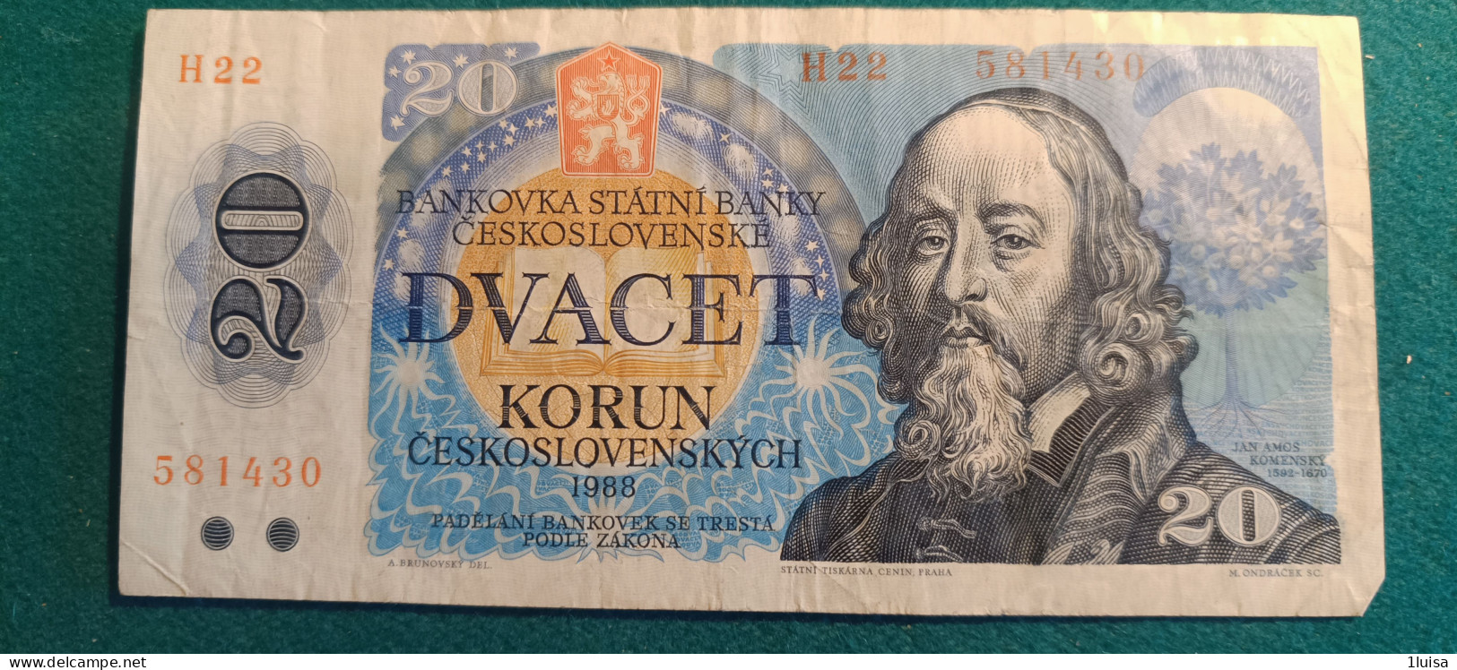 CECOSLOVACCHIA 20 KORUN 1988 - Tsjechoslowakije