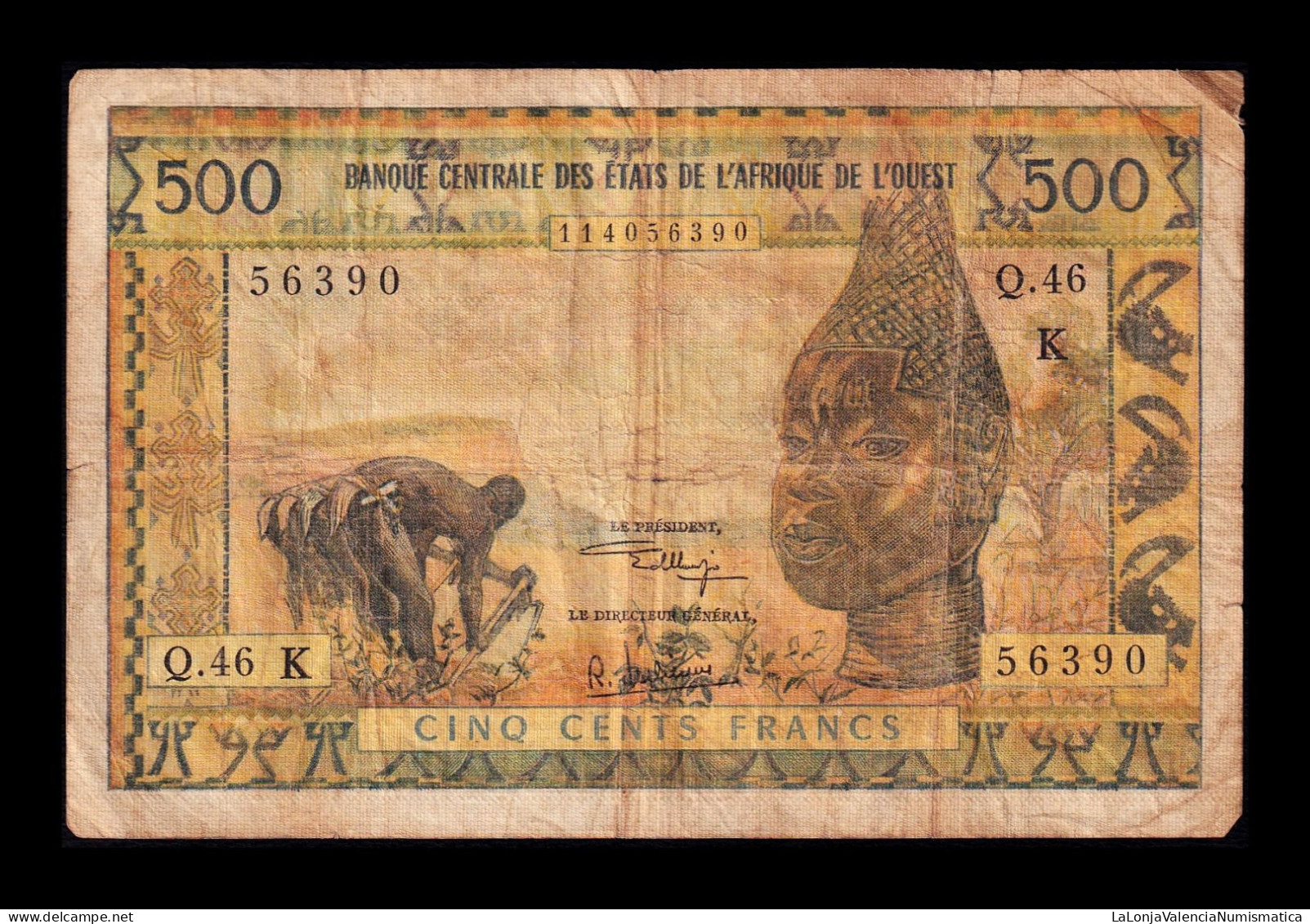 West African St. Senegal 500 Francs ND (1959-1965) Pick 702Kk Bc F - États D'Afrique De L'Ouest