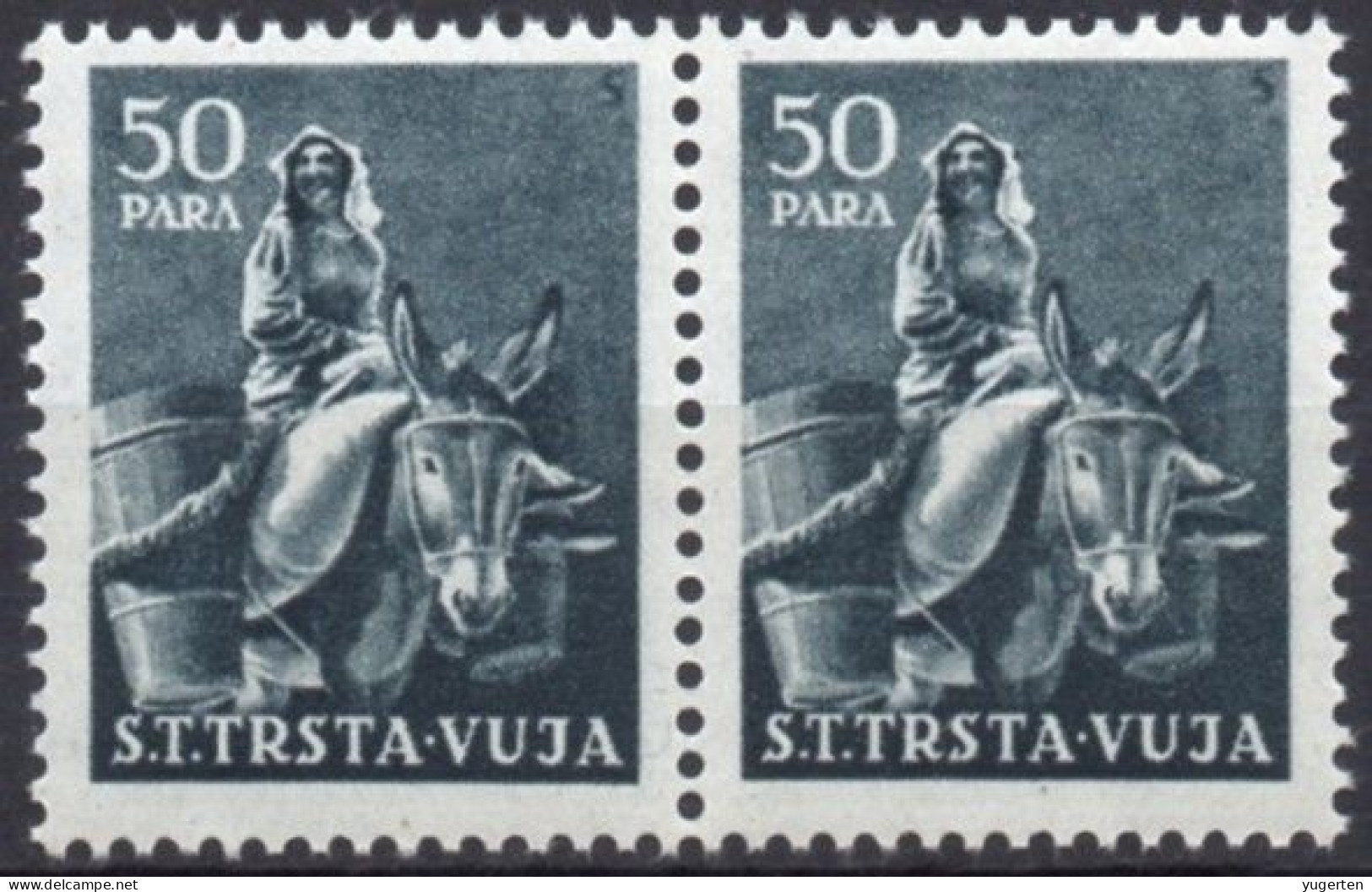 YUGOSLAVIA TRIESTE B - 1951 - 2v - MNH - Ane - Anes - Donkey - Donkeys - Esel - Esels - Burro - Burros - Asino - Asini - Burros Y Asnos