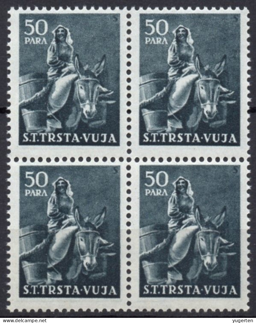 YUGOSLAVIA TRIESTE B - 1951 - 4v - MNH - Ane - Anes - Donkey - Donkeys - Esel - Esels - Burro - Burros - Asino - Asini - Donkeys