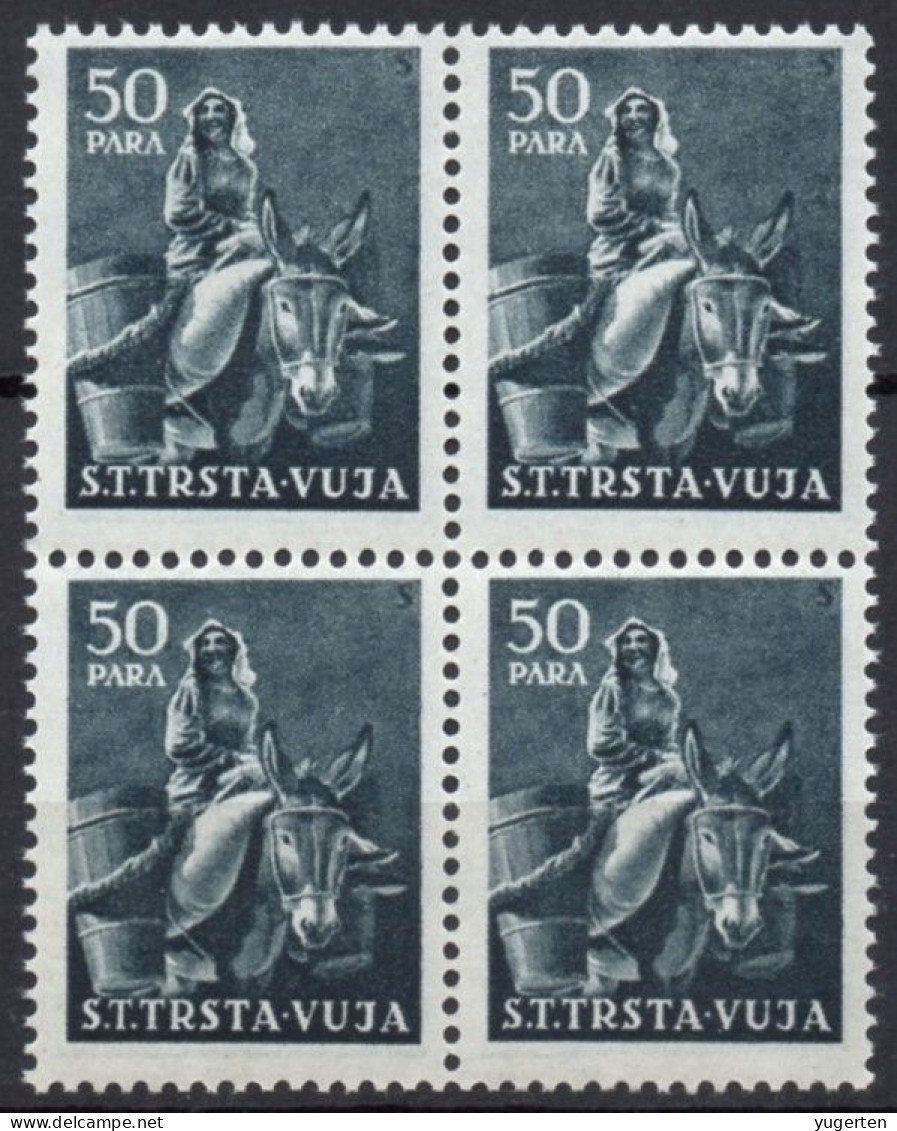 YUGOSLAVIA TRIESTE B - 1951 - 4v - MNH - Ane - Anes - Donkey - Donkeys - Esel - Esels - Burro - Burros - Asino - Asini - Anes