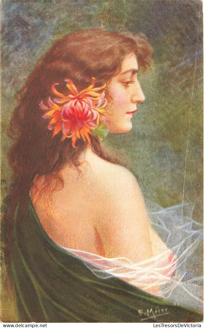 ARTS - Tableau - Beauté Fleurie - Edit SID - E Meier - Fleur Dans Les Cheveux - Carte Postale Ancienne - Malerei & Gemälde