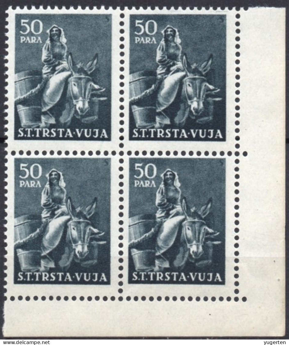 YUGOSLAVIA TRIESTE B - 1951 - 4v - MNH - Ane - Anes - Donkey - Donkeys - Esel - Esels - Burro - Burros - Asino - Asini - Asini