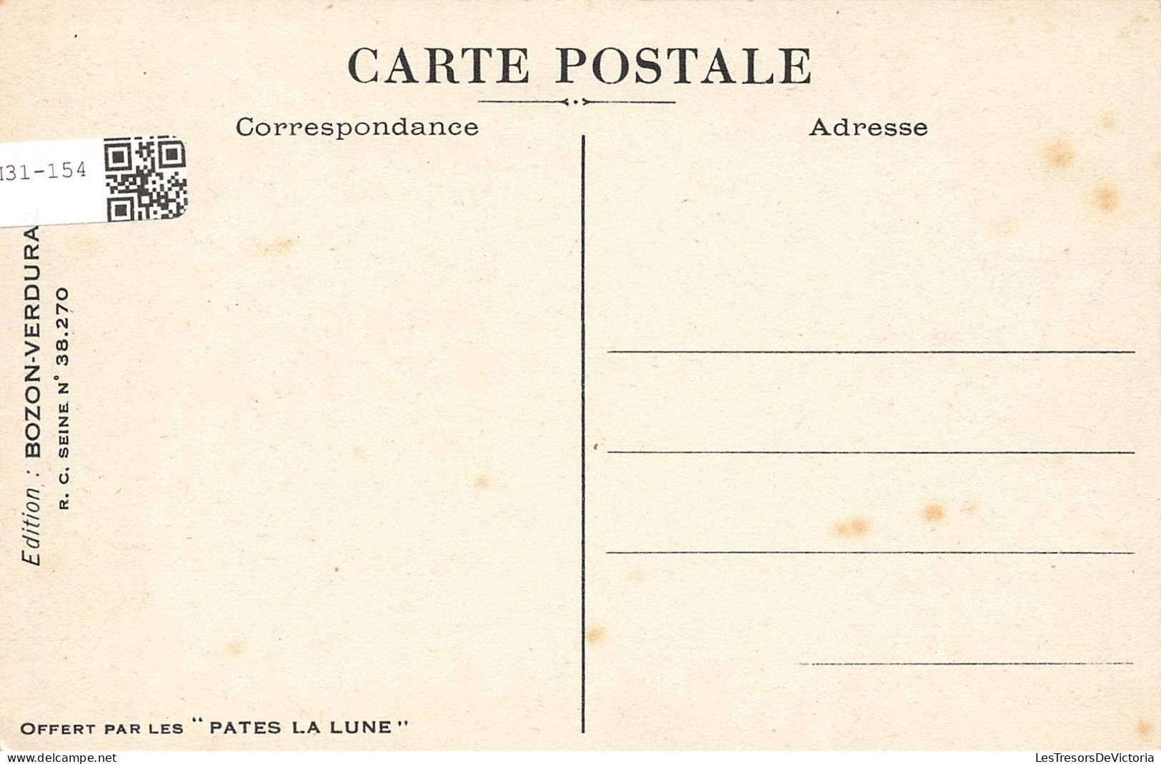PUBLICITE - Bonzon Verduraz - Pâtes, Vermicelles, Macaronis,nouilles - Pâtes La Lune - Carte Postale Ancienne - Advertising
