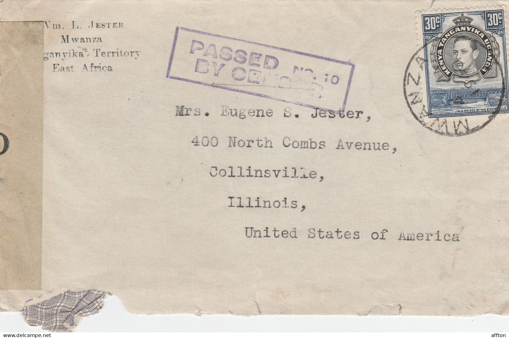 Mwanza Tanzania Kenya, Uganda & Tanganyika 1941 Cover Mailed Censored - Kenya, Uganda & Tanganyika