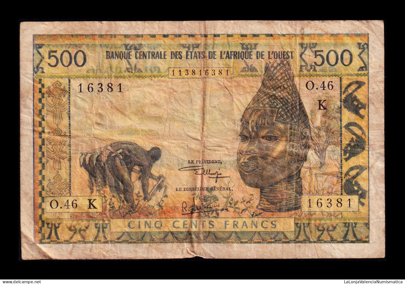 West African St. Senegal 500 Francs ND (1959-1965) Pick 702Kk Bc F - États D'Afrique De L'Ouest