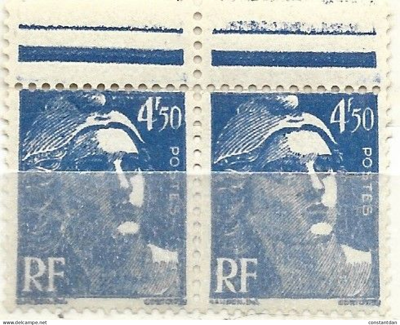 FRANCE N° 718A 4F50 BLEU TYPE MARIANNE DE GANDON VISAGE BLEU + OEIL BORGNE  NEUF SANS CHARNIERE - Unused Stamps