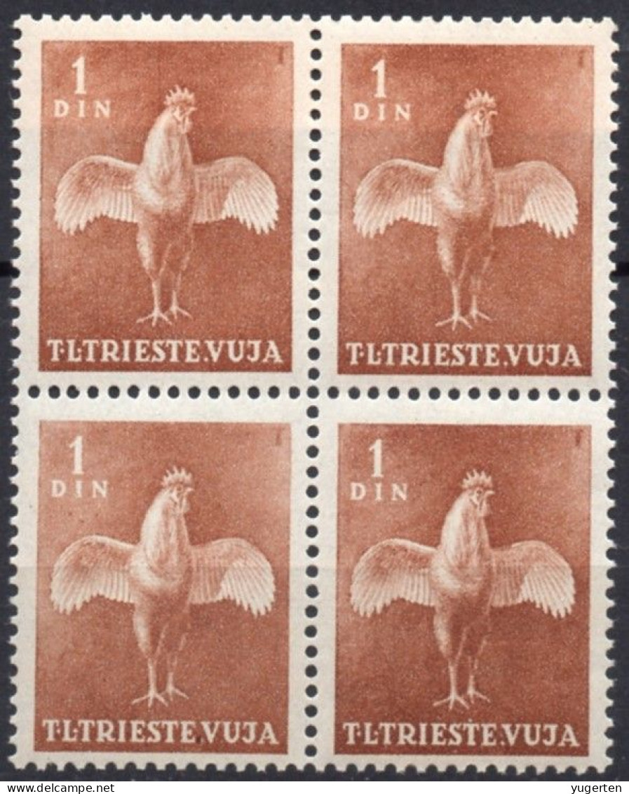 YUGOSLAVIA TRIESTE B - 1951 - 4v - MNH - Coq - Coqs - Rooster Roosters Hahn - Hähne Gallo - Gallos Galli - Haan - Hanen - Gallinacées & Faisans