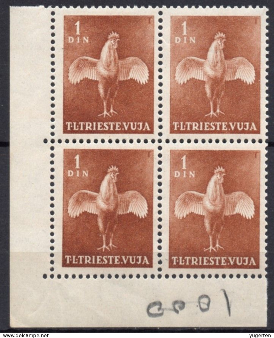 YUGOSLAVIA TRIESTE B - 1951 - 4v - MNH - Coq - Coqs - Rooster Roosters Hahn - Hähne Gallo - Gallos Galli - Haan - Hanen - Gallinacées & Faisans