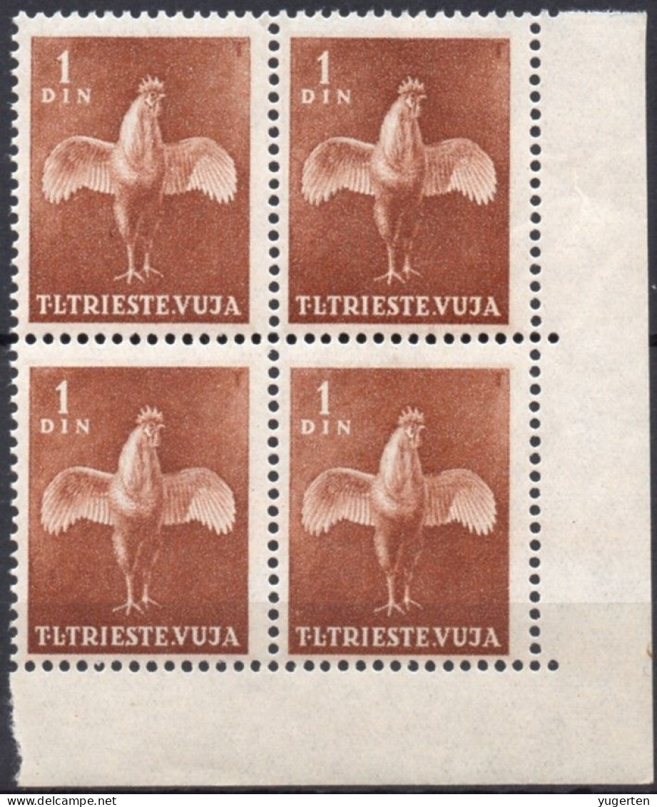 YUGOSLAVIA TRIESTE B - 1951 - 4v - MNH - Coq - Coqs - Rooster Roosters Hahn - Hähne Gallo - Gallos Galli - Haan - Hanen - Gallinacées & Faisans