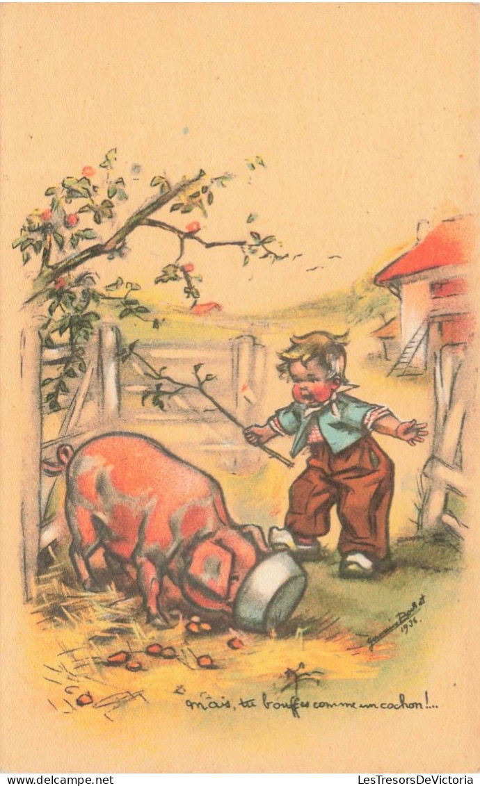 ILLUSTRATEUR SIGNE - Bouret Germaine - Mais Tu Bouffes Comme Un Cochon - Carte Postale Ancienne - Bouret, Germaine