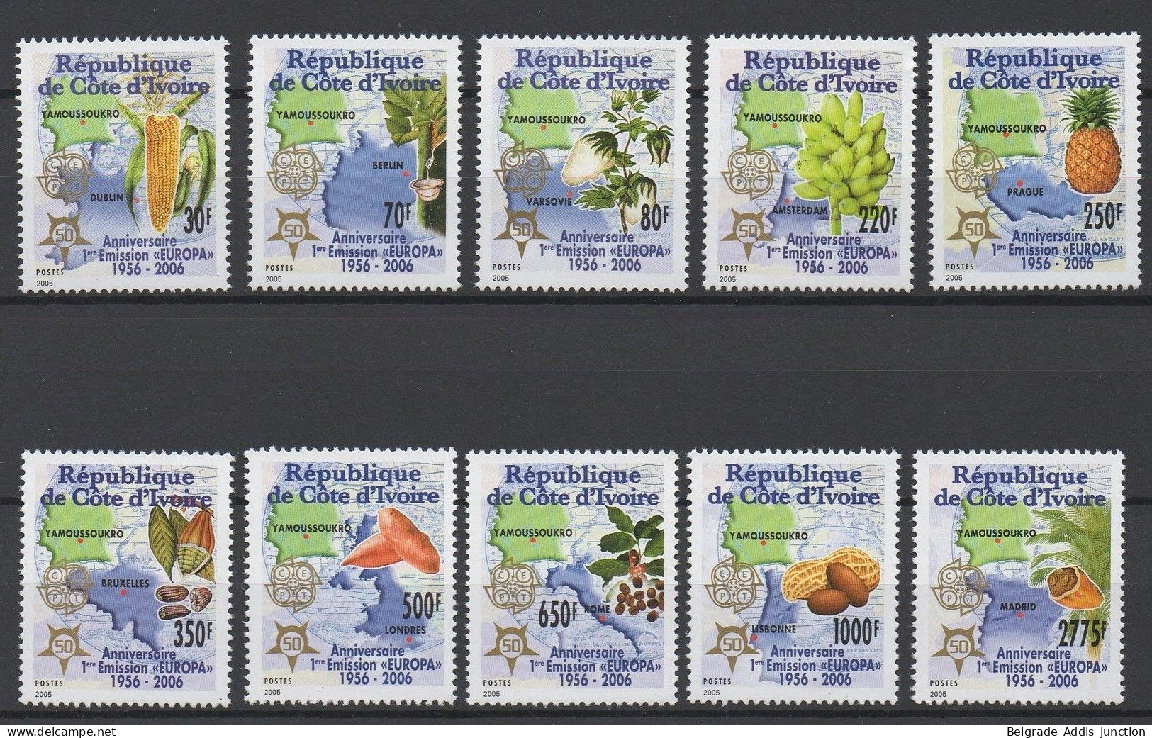 Côte D'Ivoire Ivory Coast - Série Complète Dentelés - MNH / ** Europa 1956-2006 - 2006