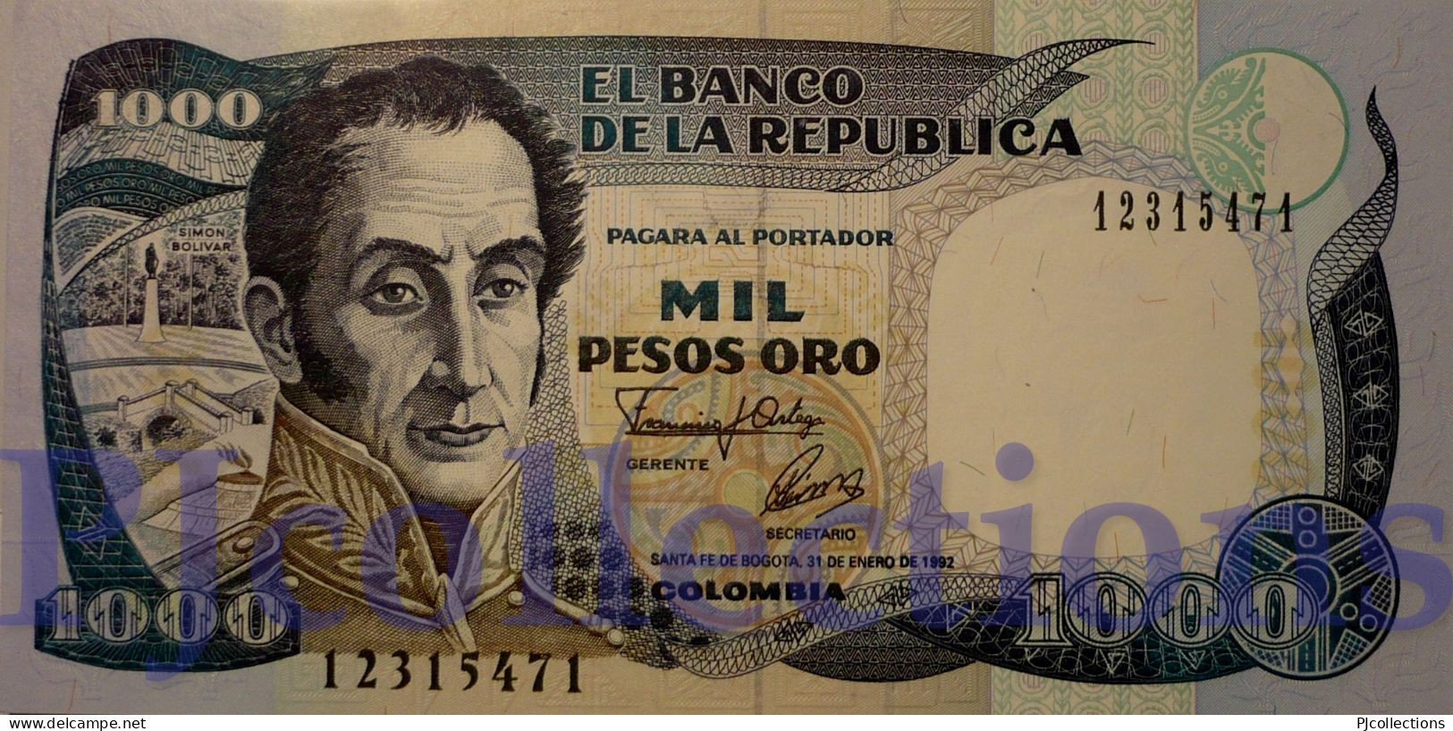 COLOMBIA 1000 PESOS ORO 1992 PICK 432A UNC - Colombia