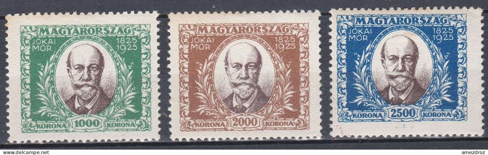 Hongrie 1925 N° 368-370 - 100e Anniversaire De La Naissance De Maurus Jokai, 1825-1904 (J21) - Oblitérés