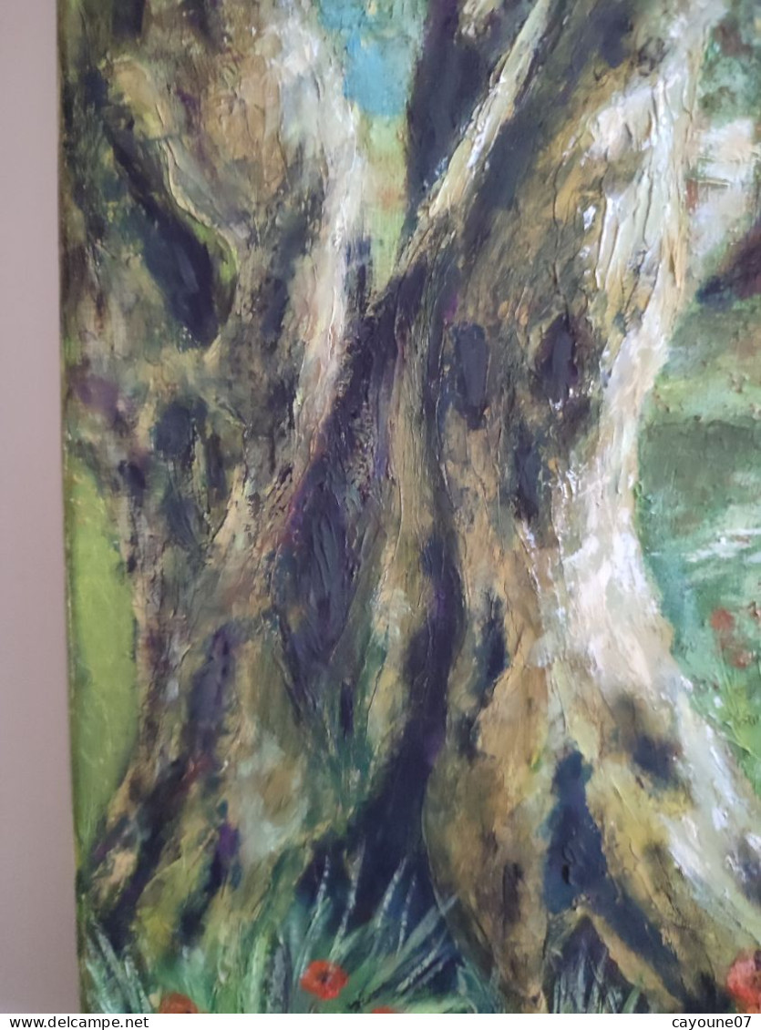Lily AUGER (1949 - ) "Les oliviers" datée 2017 huile sur toile  38 x46 cm