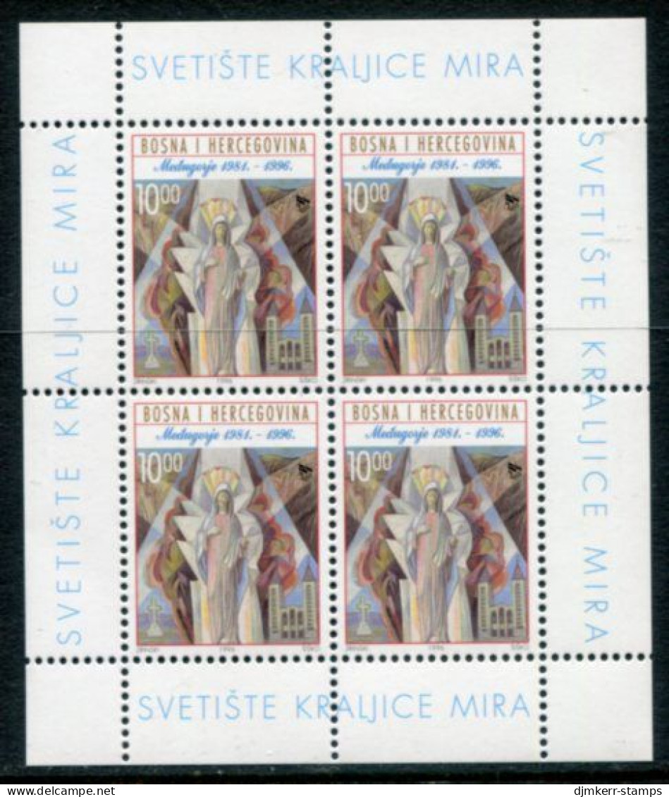 BOSNIA HERCEGOVINA (CROAT) 1996 Medjugorje Pilgimage Site Sheetlet MNH / **  Michel 27 Kb - Bosnia Herzegovina