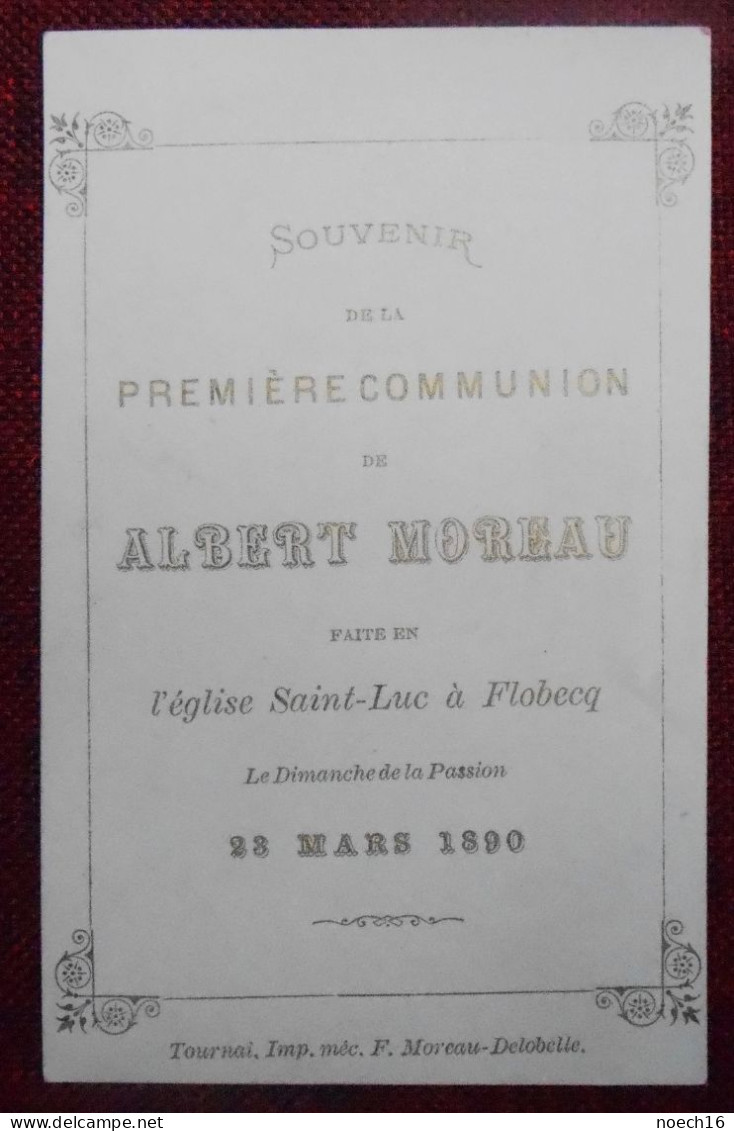 Souvenir 1ère Communion. Flobecq 1890, Eglise Saint-Luc - Images Religieuses