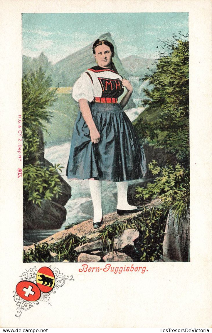 FOLKLORE - Costume - Bern Guggisberg - Femme En Costume Traditionnel - Colorisé - Carte Postale Ancienne - Costumi
