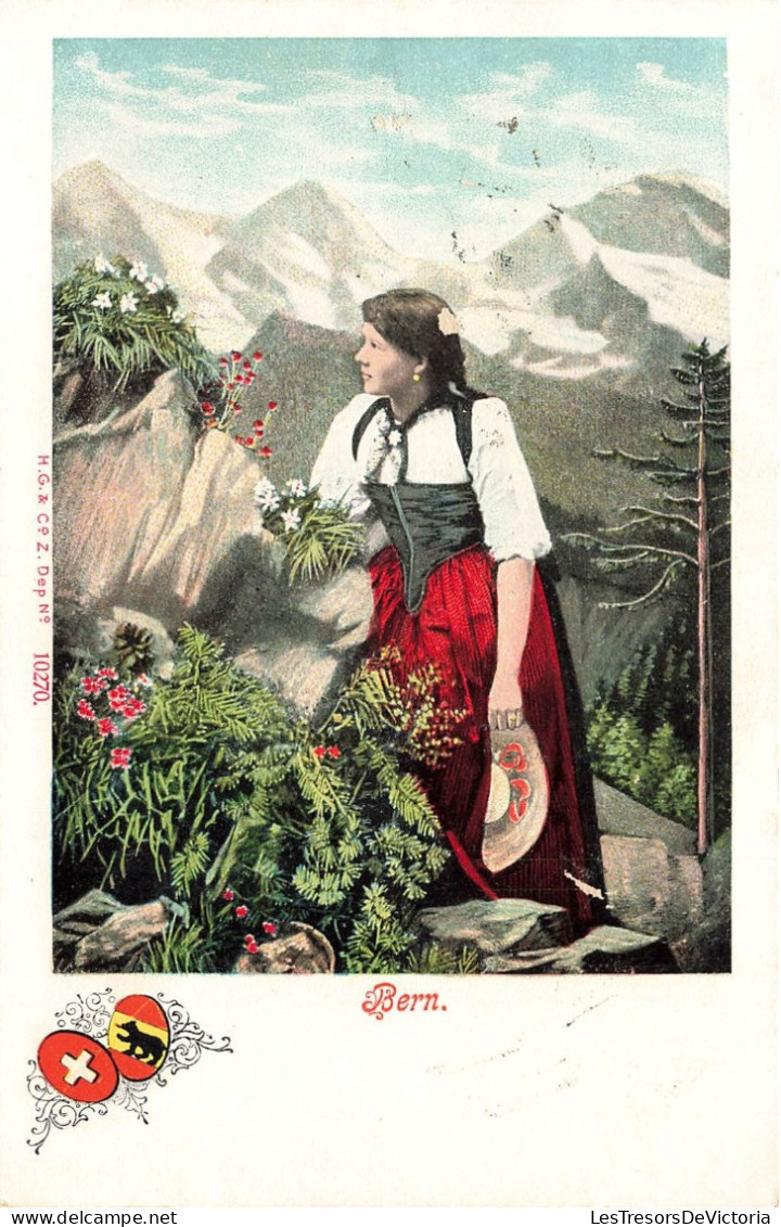 FOLKLORE - Suisse - Costume - Bern - Femme En Costume Traditionnel - Colorisé - Carte Postale Ancienne - Kostums