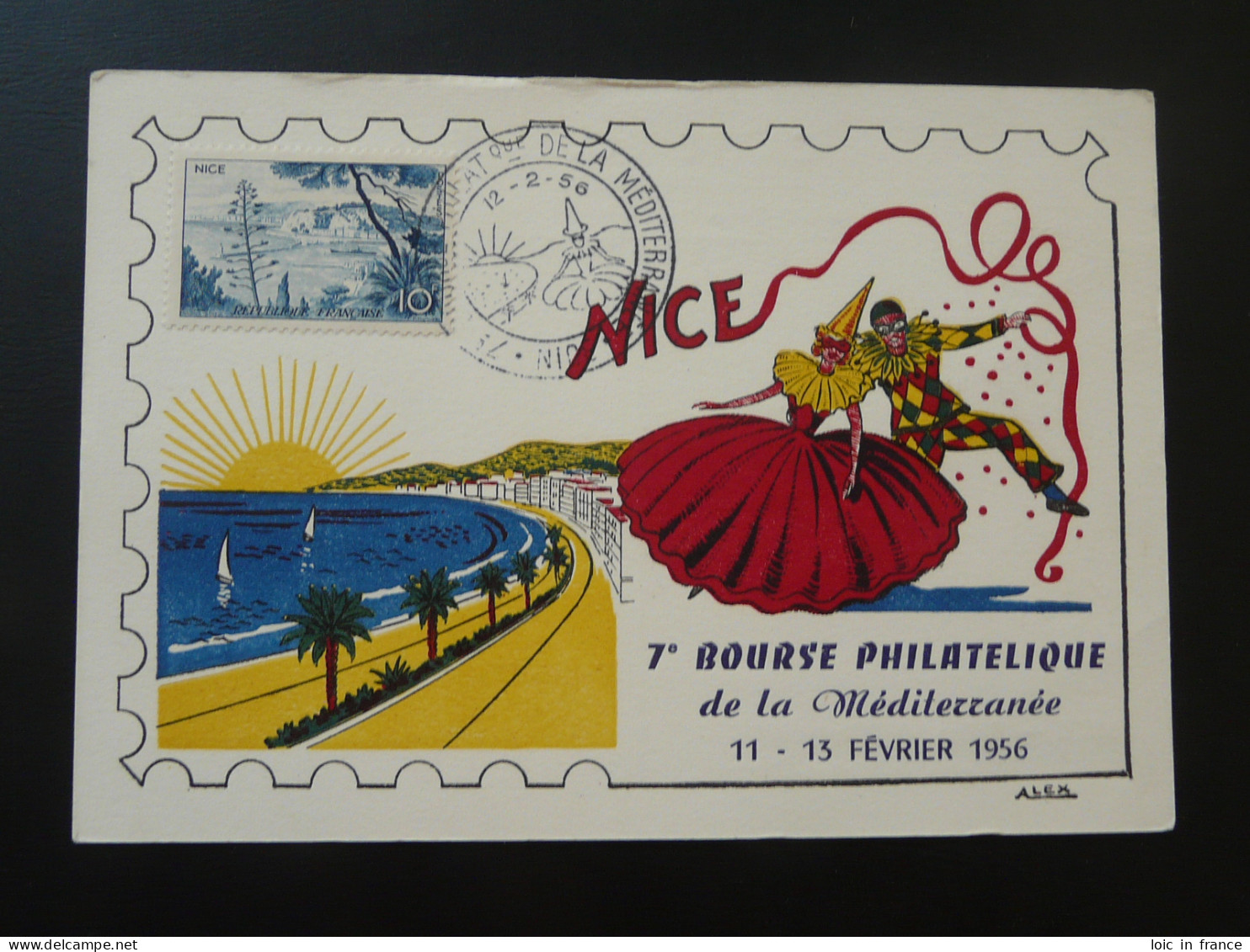 Carte Carnaval Et Bourse Philatélique De Nice 06 Alpes Maritimes 1956 - Carnaval