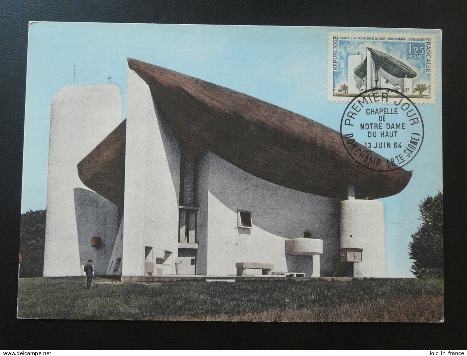 Carte Maximum Card Chapelle Le Corbusier Ronchamp 70 Haute Saone 1964 - Abbayes & Monastères