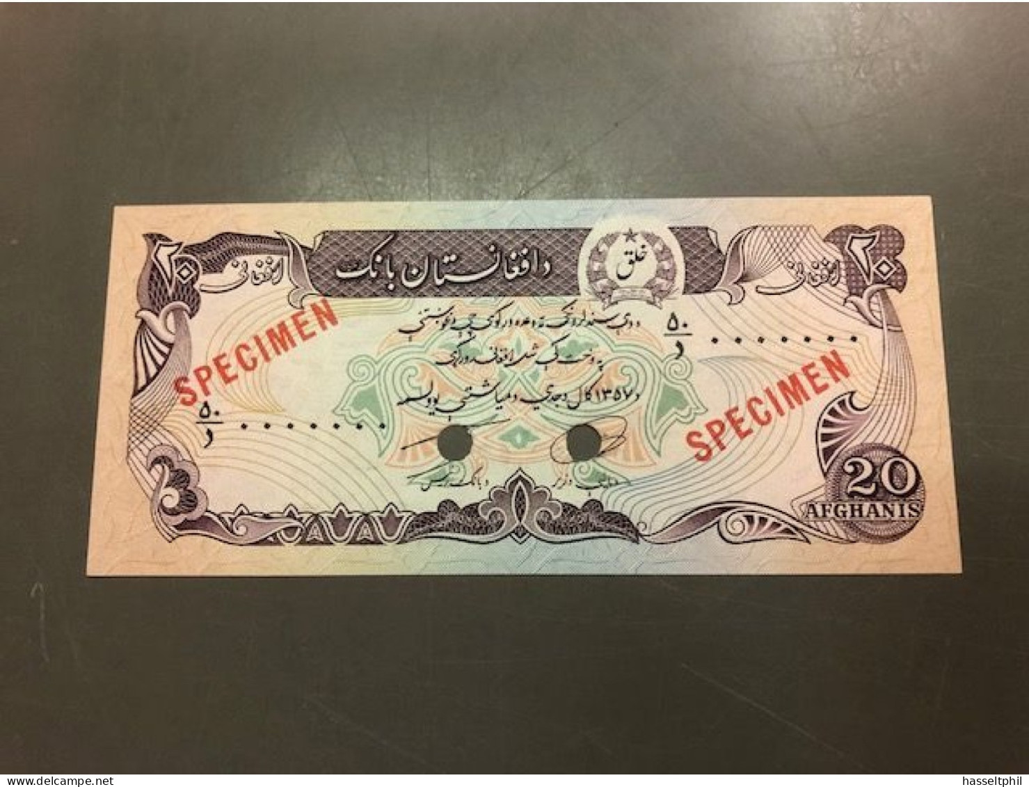 Afghanistan - 20 Afghanis - SPECIMEN - UNC - Afghanistan