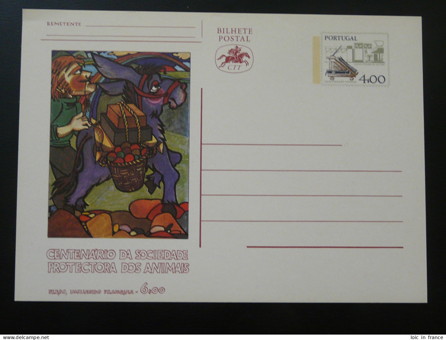 Entier Postal Stationery Card Ane Donkey Portugal 1978 - Ezels