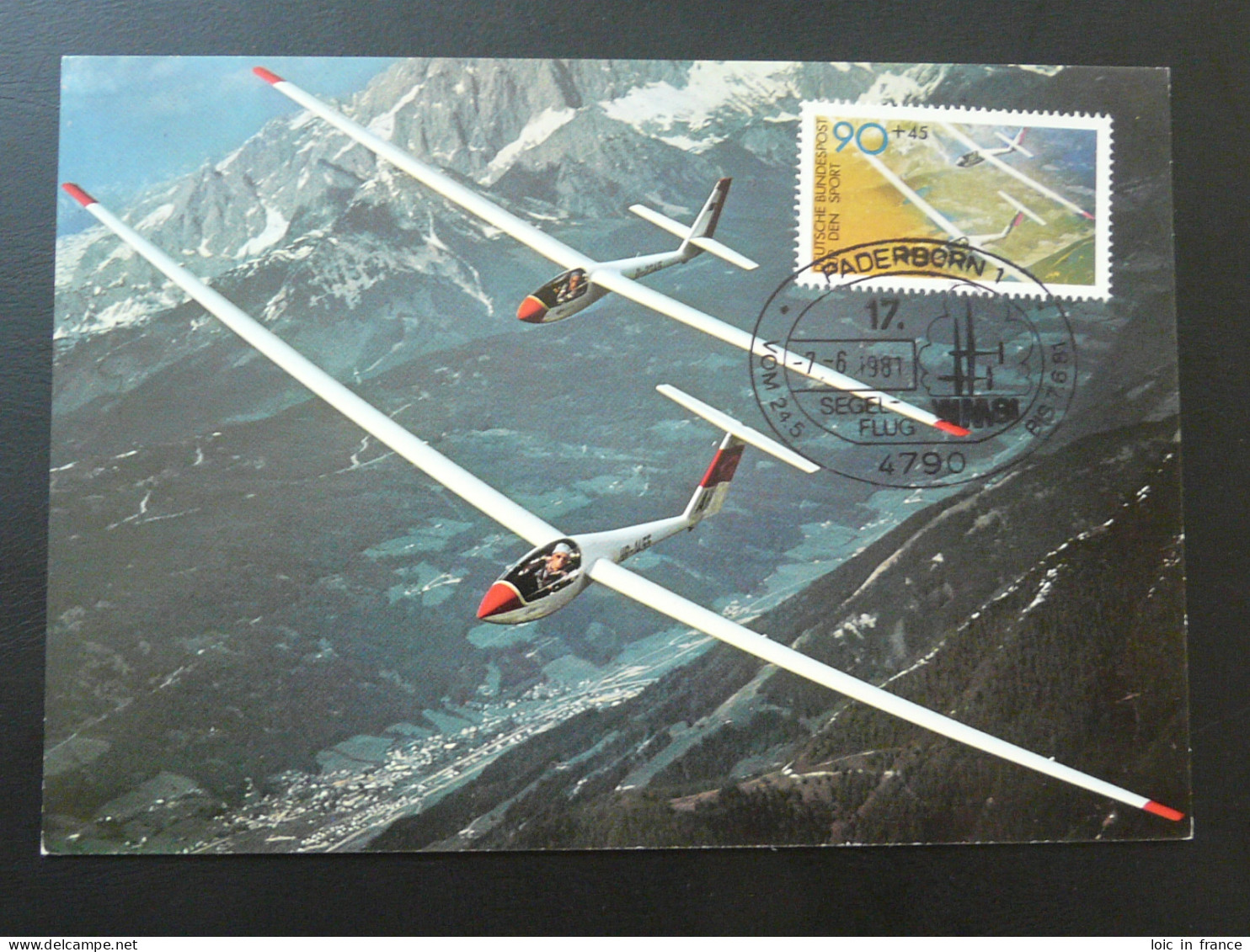 Carte Maximum Card Planeur Glider Gliding Allemagne Germany 1981 (ex 1) - Other & Unclassified